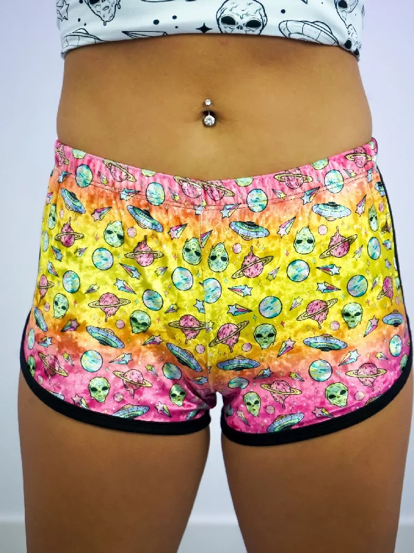 Neon Rainbow Space Retro Shorts