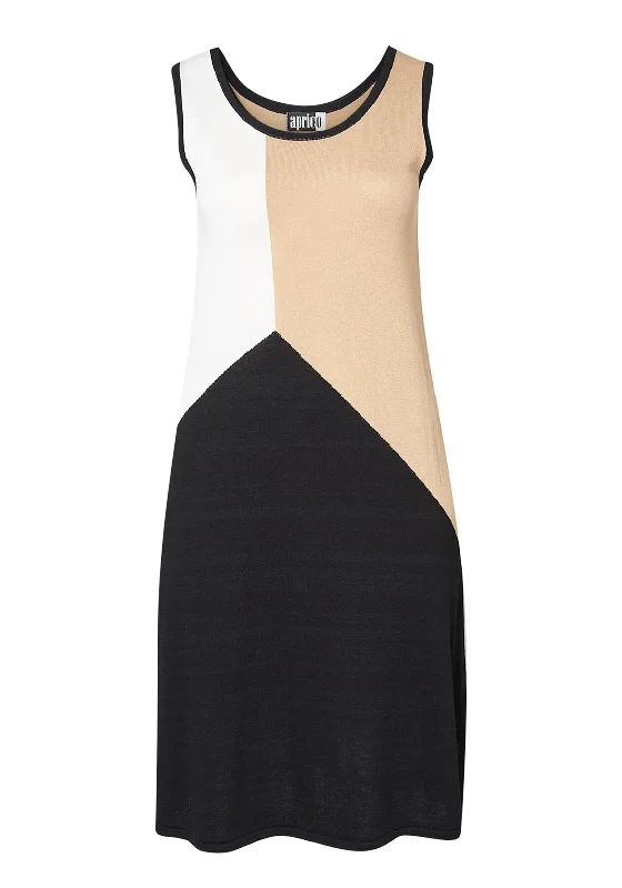 Aprico Curve Paurora Colour Block Knit Midi Dress, Black