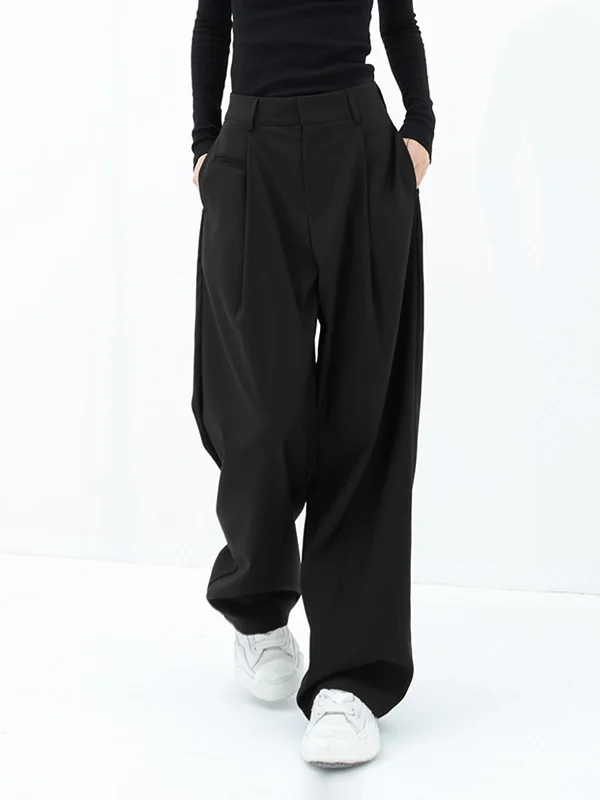 BerryBetty - Basic Baggy Wide Leg Dress Pants