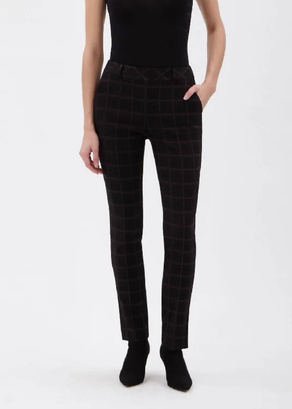 Cardiff Full Length Slim Pant in Black/Grey Cardiff Plaid