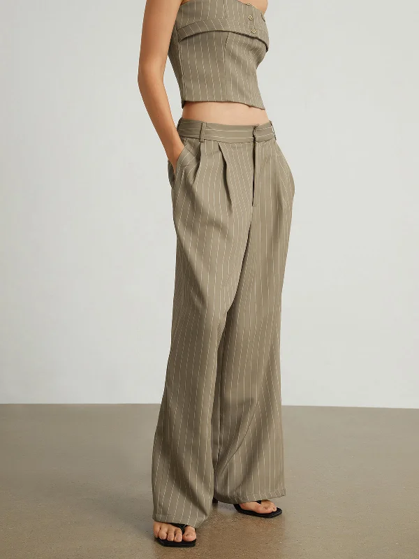 BerryBetty - Carpe Diem Pleat Pinstripe Wide Leg Pants