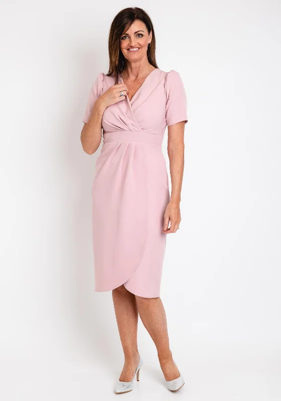 Coco Doll Toya Faux Wrap Midi Dress, Blush