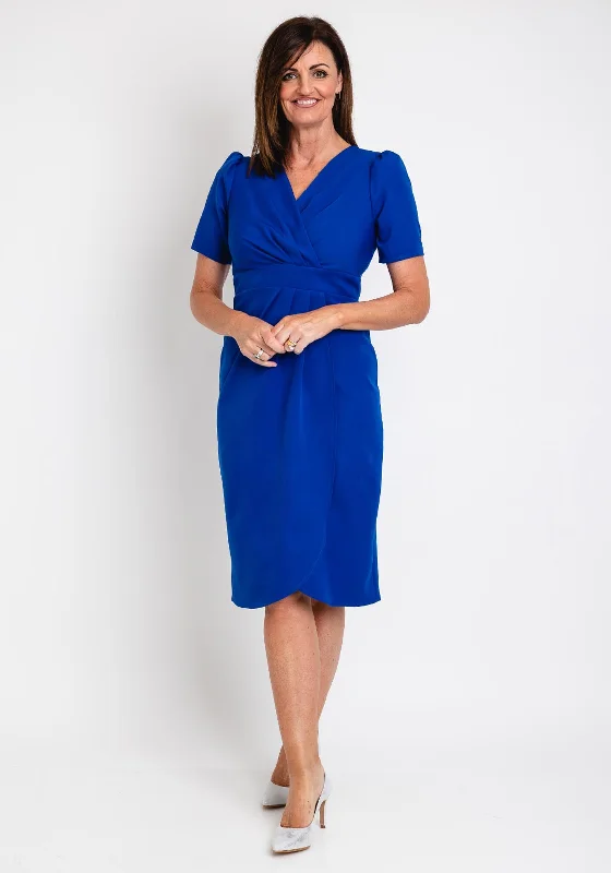 Coco Doll Toya Faux Wrap Midi Dress, Royal Blue