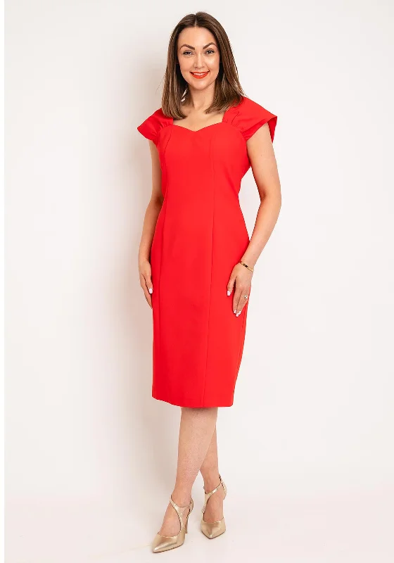 Ella Boo Sweetheart Neck Pencil Dress, Red