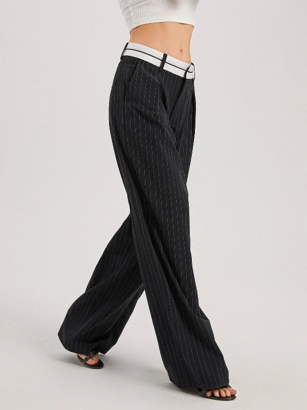 BerryBetty - Ivory Glow Pinstripe Wide Leg Pants