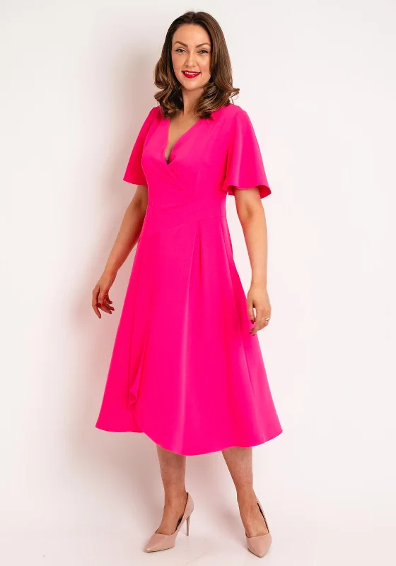 Kate Cooper Mock Wrap Midi Dress, Pink