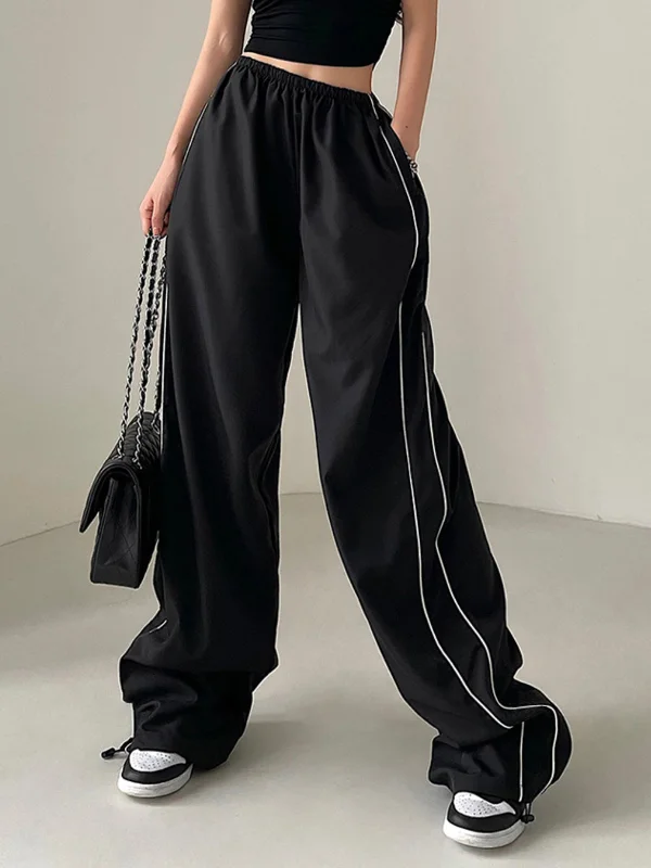 BerryBetty - Leisure Baggy Drawstring Parachute Pants