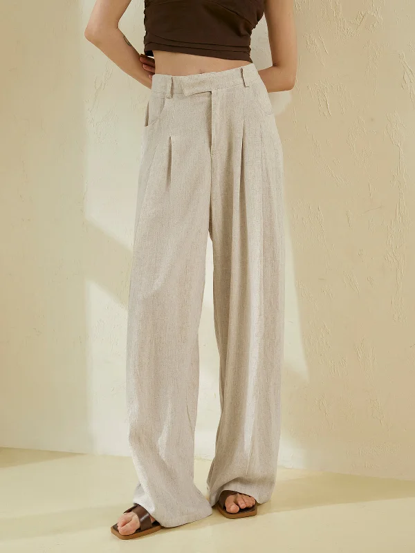 BerryBetty - Relaxed Fit Linen Wide Leg Pants