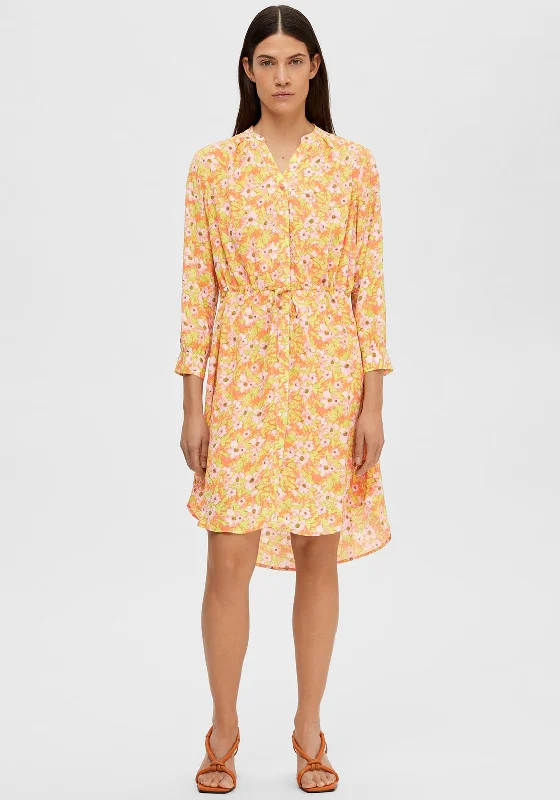 Selected Femme Damina Floral Shirt Dress, Emberglow