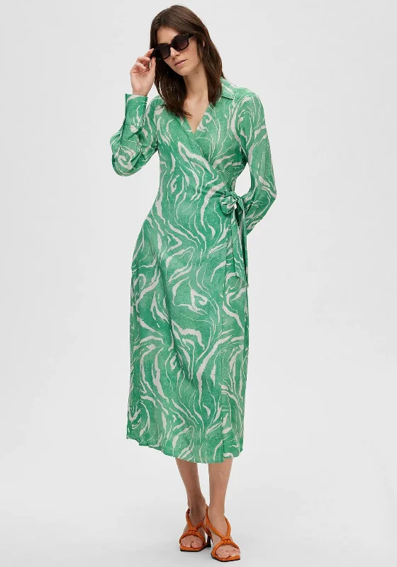 Selected Femme Sirine Wrap Maxi Dress, Absinthe Green