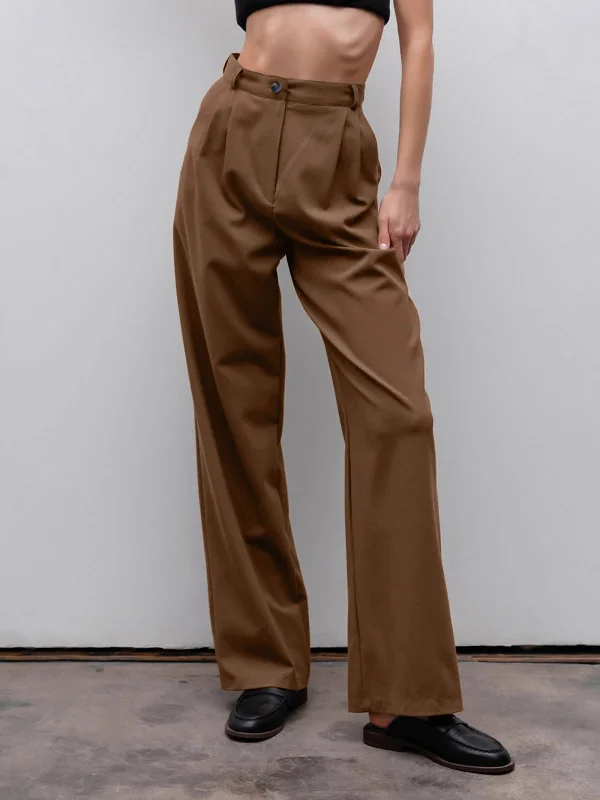 BerryBetty - Smart Pleat Straight Leg Pants