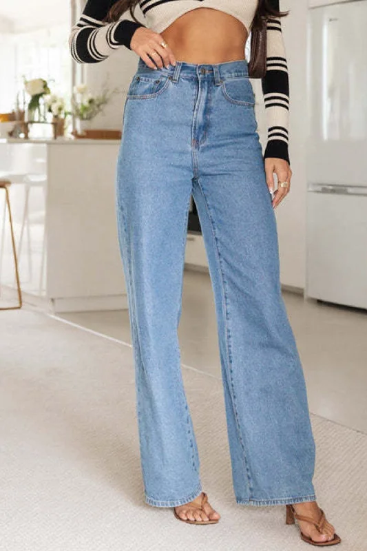 BerryBetty - Straight Wide-leg High Rise Jeans