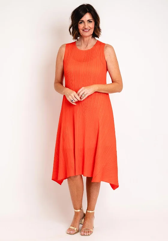 Thanny Pleated Hankerchief Hem Dress, Orange