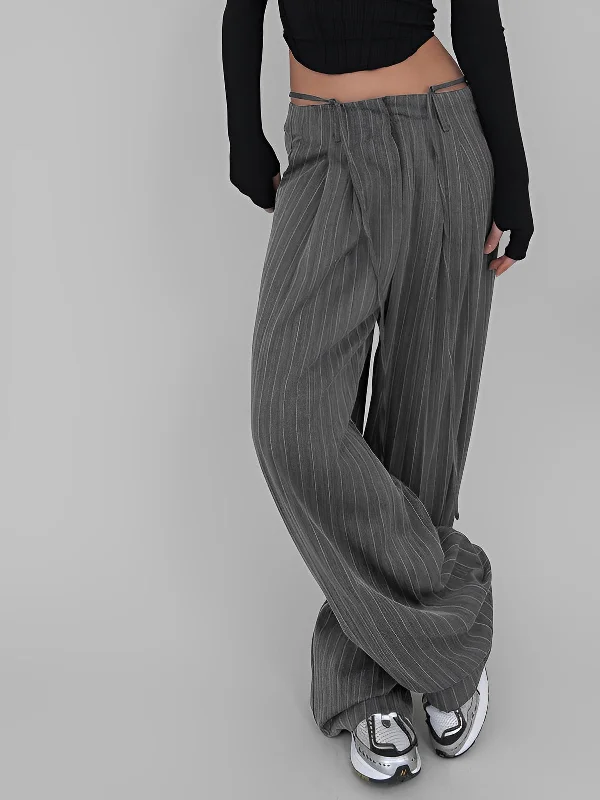 BerryBetty - Tied Pinstripe Tailored Pants