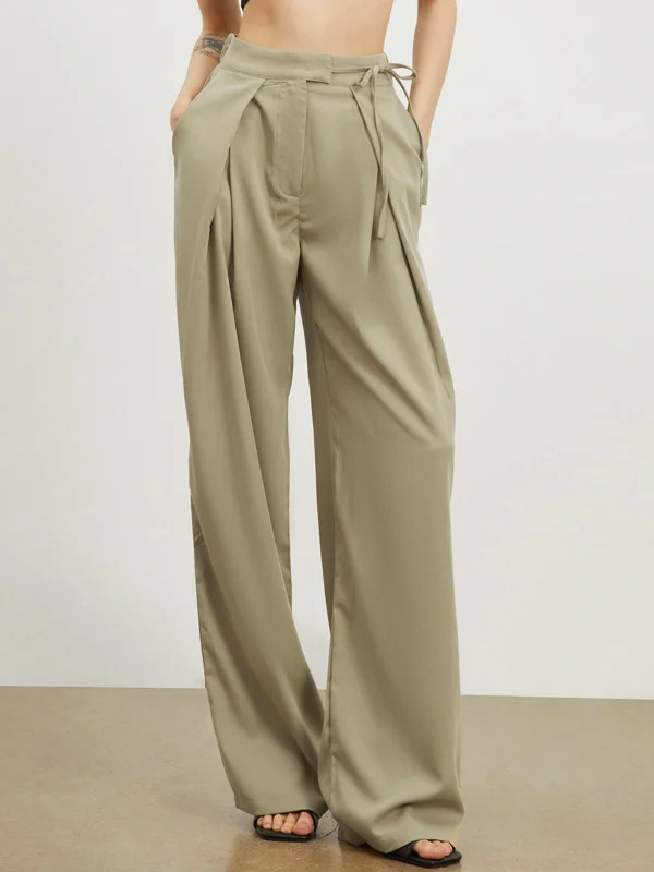 BerryBetty - Tied Relaxed Fit Wide Leg Pants