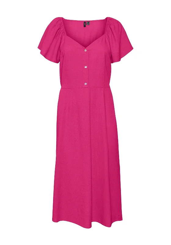 Vero Moda My Mila Midi Dress, Pink Yarrow