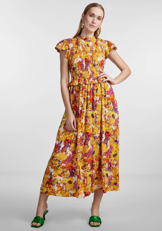 Y.A.S Finna Floral Print Maxi Dress, Birch