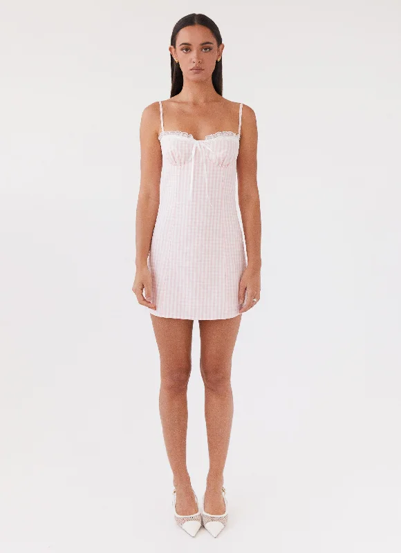 Bellissima Bustier Mini Dress - Pink Gingham