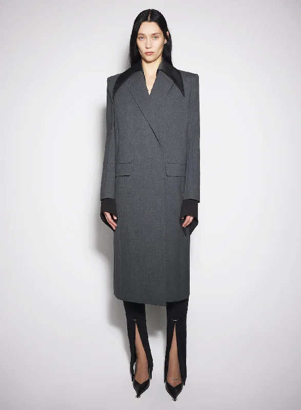 grey single-breasted wool coat