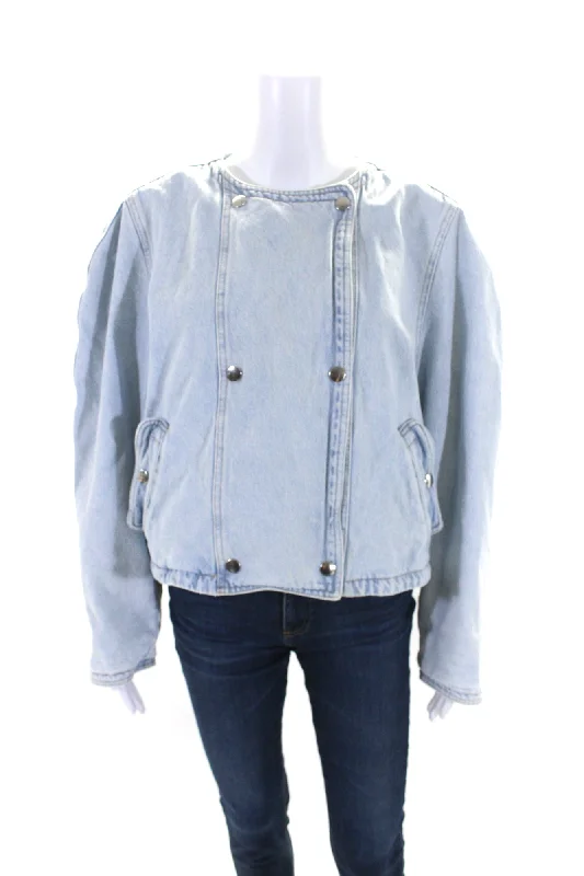 Isabel Marant Etoile Womens Blue Light Wash Double Breasted Denim Jacket