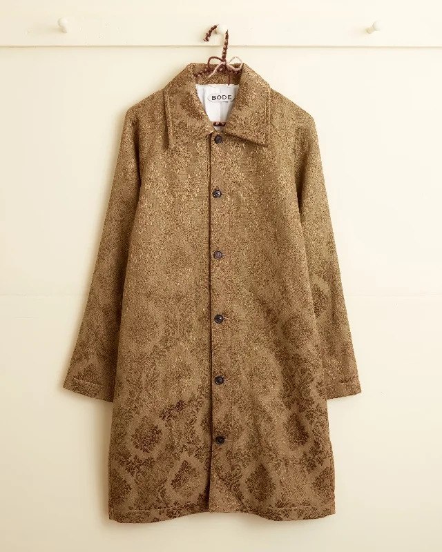 Olive Brocade Coat - XXS