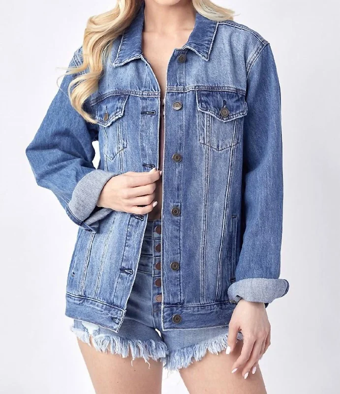 Relaxed Fit Denim Jacket In Medium Wash