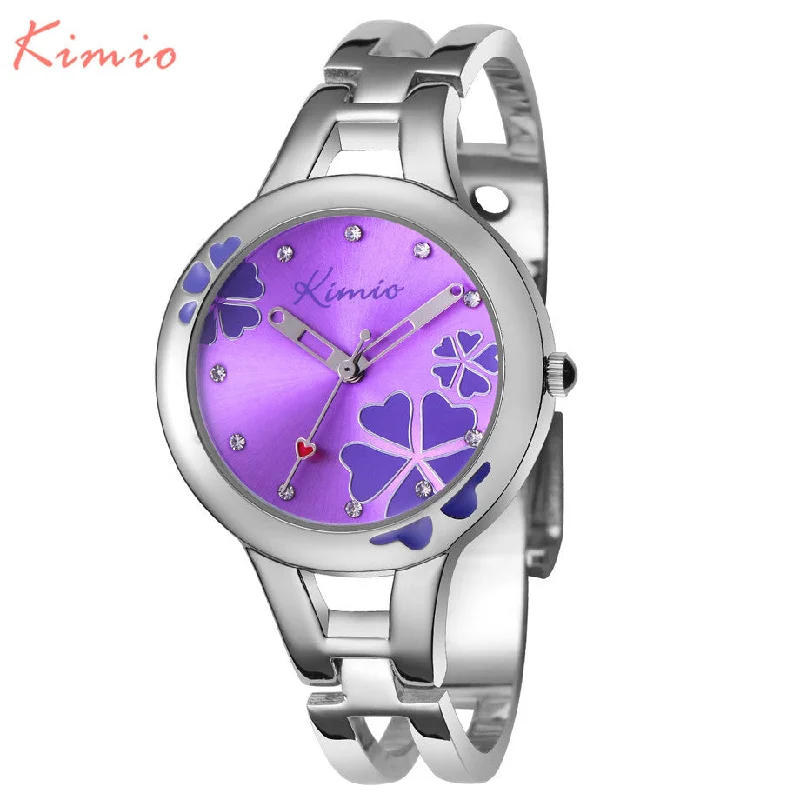 KIMIO Carving Clover Flower Womens Watches Top Brand Quartz Watch Women Dress Bracelet Watch Casual Women's Watches Wristwatch