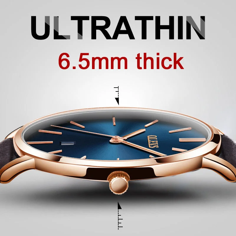 Men's Clock Ultra Thin Watches for Men top Brand Luxury Ladies Watch waterproof Leather Quartz Wrist Watch Relogio Masculino NEW