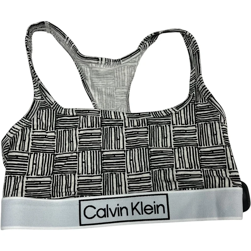 Athletic Bra By Calvin Klein In Black & White, Size: S