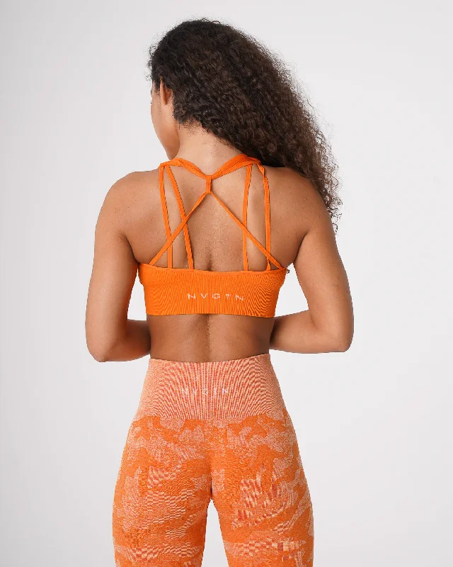 Burnt Orange Galaxy Ribbed Seamless Bra