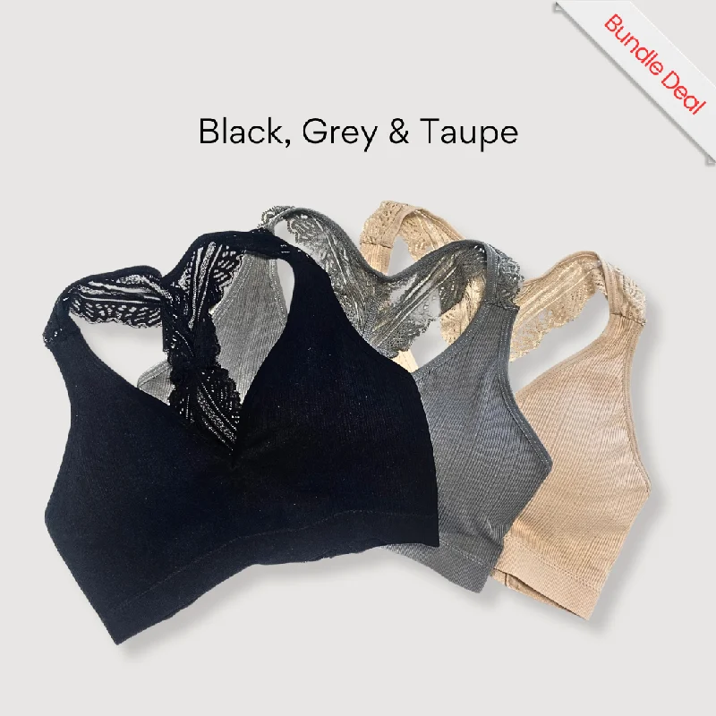 BUNDLE DEAL:  Black + Taupe + Grey