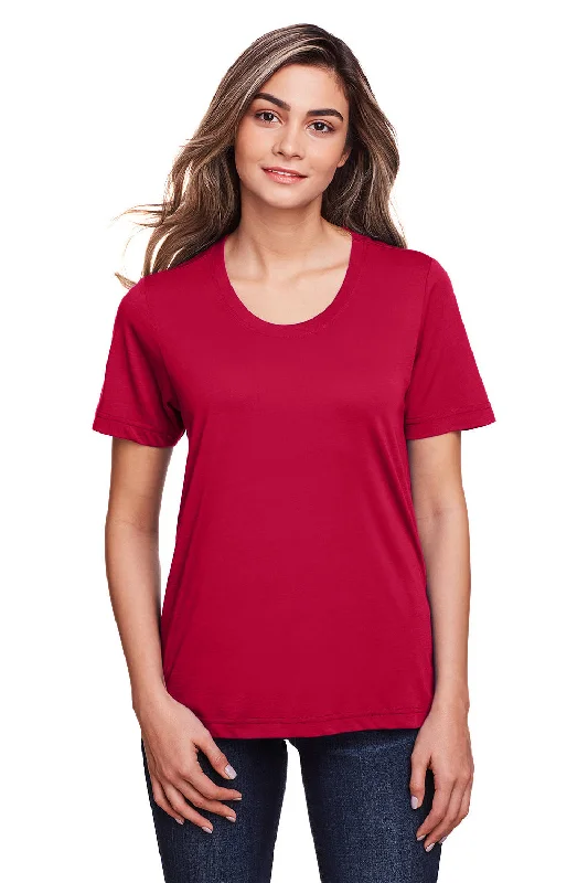 Core 365 Womens Fusion ChromaSoft Performance Moisture Wicking Short Sleeve Scoop Neck T-Shirt - Classic Red