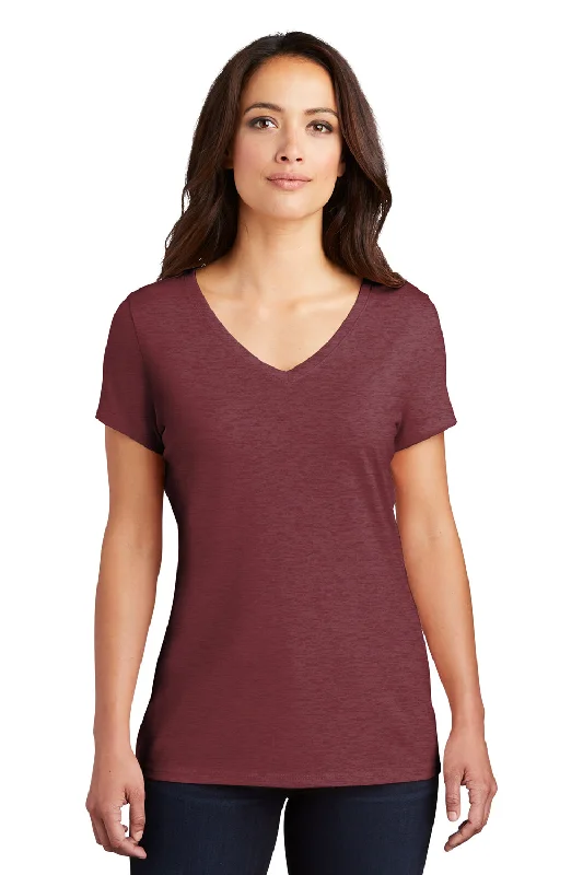 District Womens Perfect Tri Short Sleeve V-Neck T-Shirt - Maroon Frost