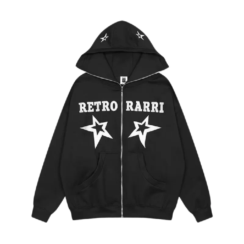 Loose Solid Color Stars Hoodie