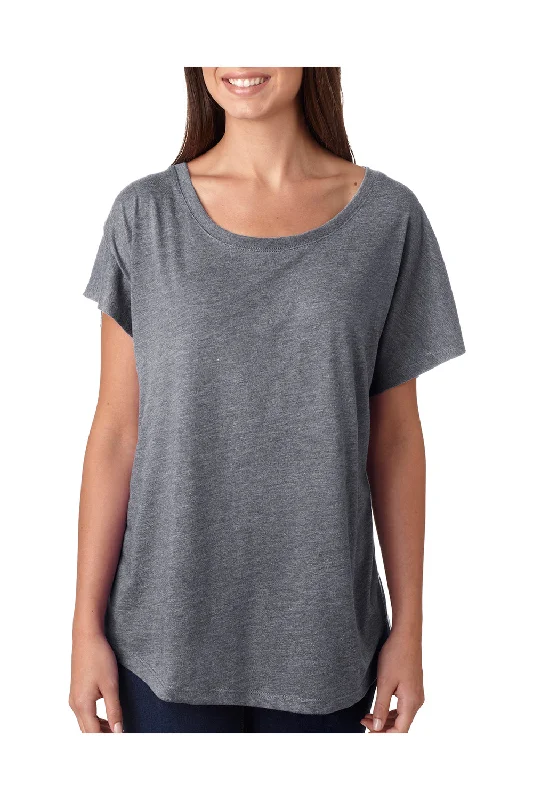 Next Level Womens Dolman Jersey Short Sleeve Scoop Neck T-Shirt - Heather Grey