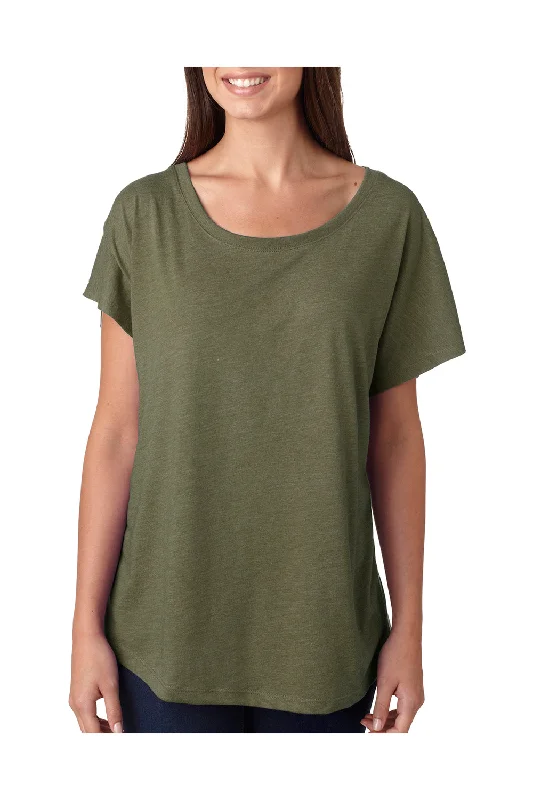 Next Level Womens Dolman Jersey Short Sleeve Scoop Neck T-Shirt - Military Green - Closeout