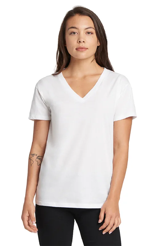 Next Level Womens Relaxed Short Sleeve V-Neck T-Shirt - White