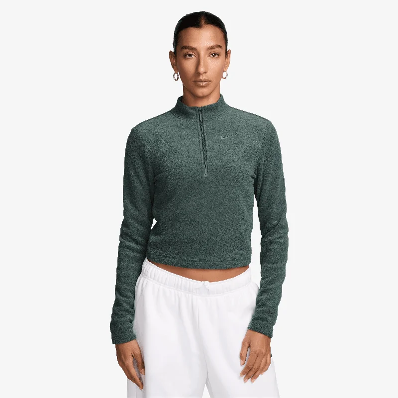 NIKE | WMN'S SLIM LONG-SLEEVE COZY FLEECE 1/2-ZIP TOP { VINTAGE GREEN/BICOASTAL