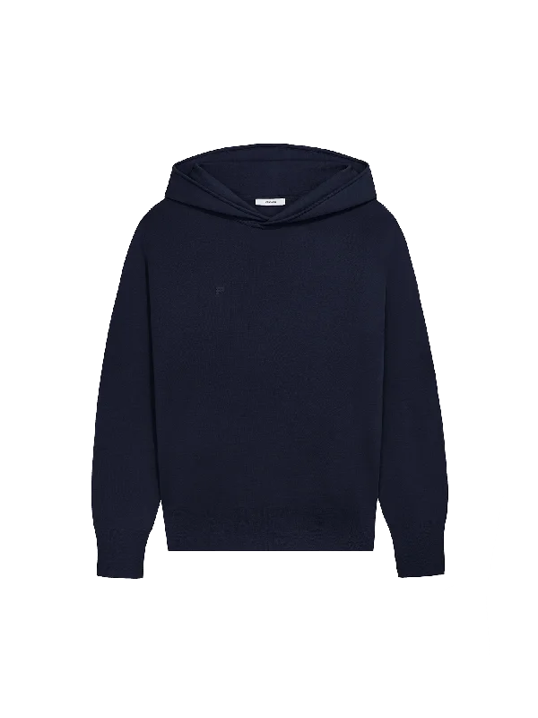 Womens Regenerative Merino Wool Hoodie—navy