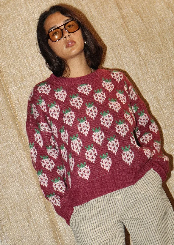 Ruby Strawberry Knit Sweater - Wine