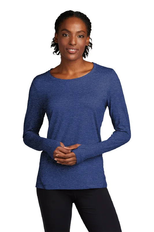 Sport-Tek Womens Exchange 1.5 Long Sleeve Crewneck T-Shirt - Heather True Royal Blue