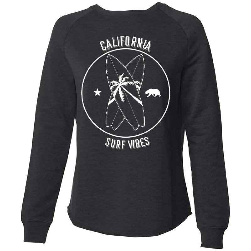 Surf Vibes White Print Super Soft Crewneck Sweater