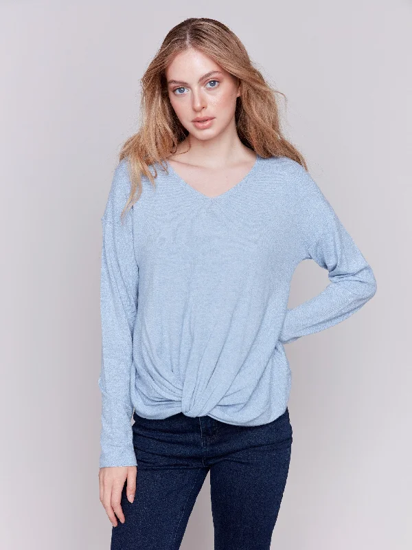 Sweater with Front Knot Detail - Frost