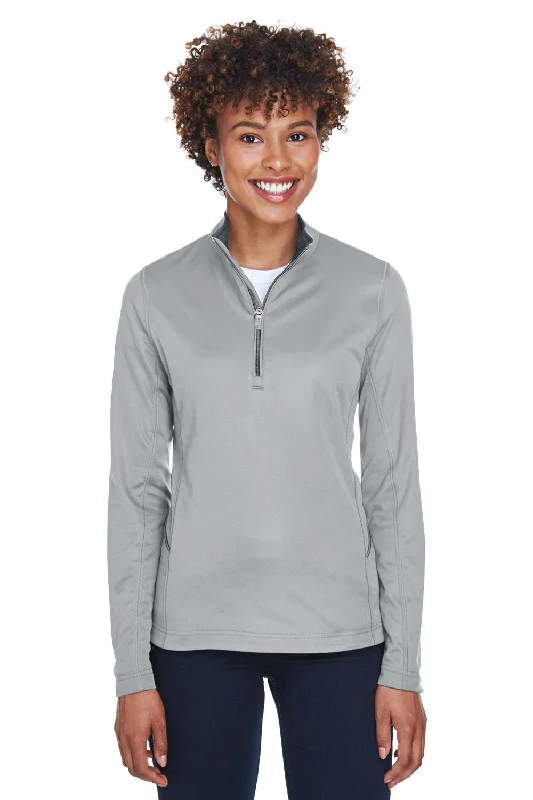 UltraClub Womens Cool & Dry Moisture Wicking 1/4 Zip Sweatshirt - Grey