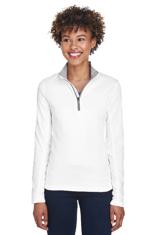 UltraClub Womens Cool & Dry Moisture Wicking 1/4 Zip Sweatshirt - White