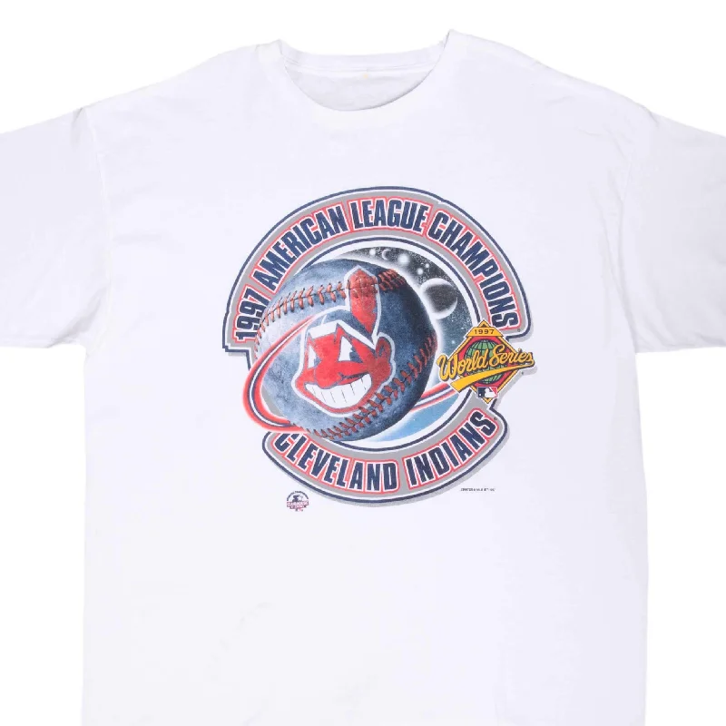 VINTAGE MLB CLEVELAND INDIANS AMERICAN LEAGUE CHAMPIONS 1997 TEE SHIRT 2XL