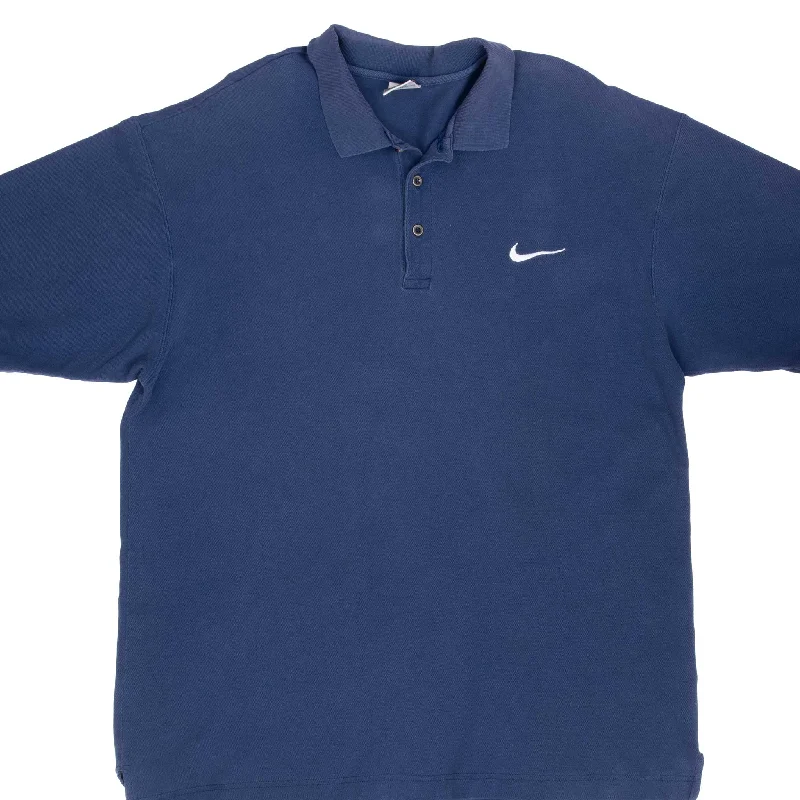 VINTAGE NIKE CLASSIC SWOOSH BLUE POLO SHIRT 1990S LARGE