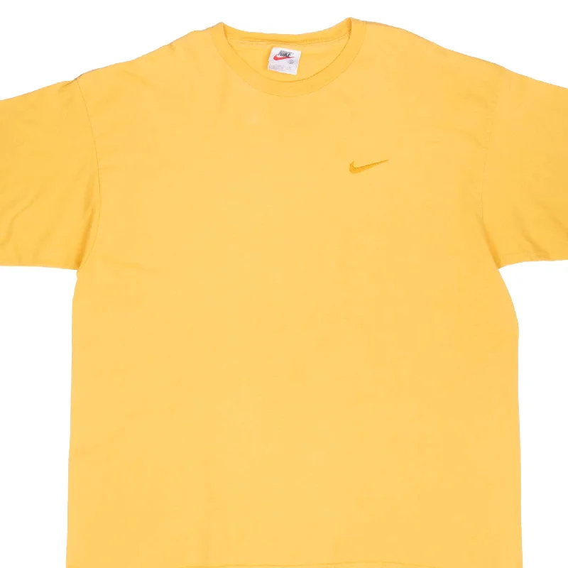 VINTAGE NIKE CLASSIC SWOOSH YELLOW TEE SHIRT 1990S XL MADE IN USA